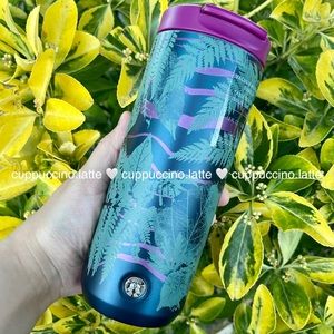 🌿LAST💜Starbucks 2022 Fall Purple/Green ‘Berry Striped Fern’ SS Bottle Tumbler